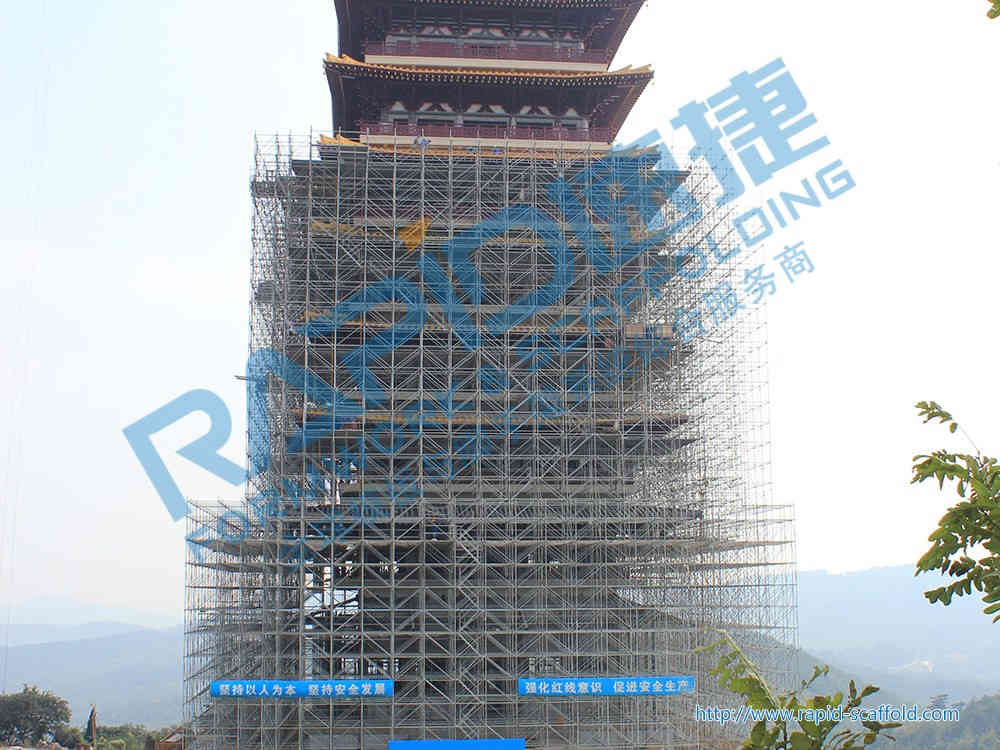 Armazón especial de trabajo de la construcción de la torre budista de la zona del paisaje de momtaña Niushou de la ciudad Nanjing 