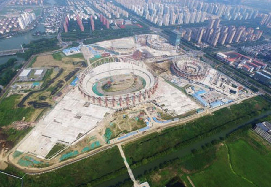 苏州工业园区体育中心鸟瞰图